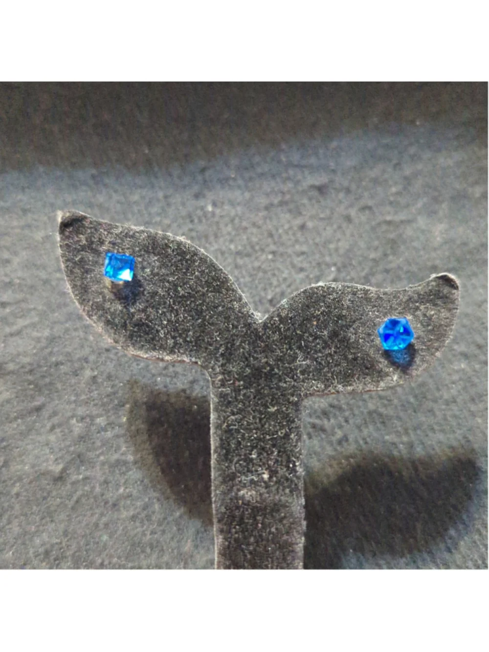 Blue Crystal Cube Stud Plastic Post Dainty Delicate Statement Earrings